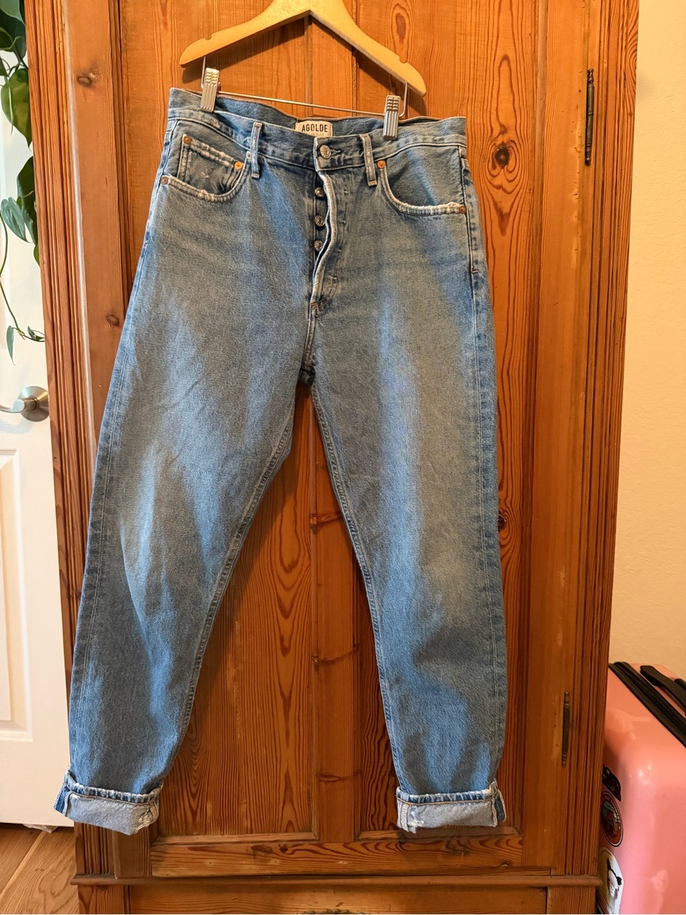 Agolde Jami women Relaxed Button-Fly Jeans in Light Blue Wash